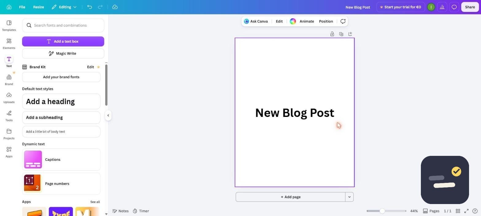 Canva editor with a marketing design open