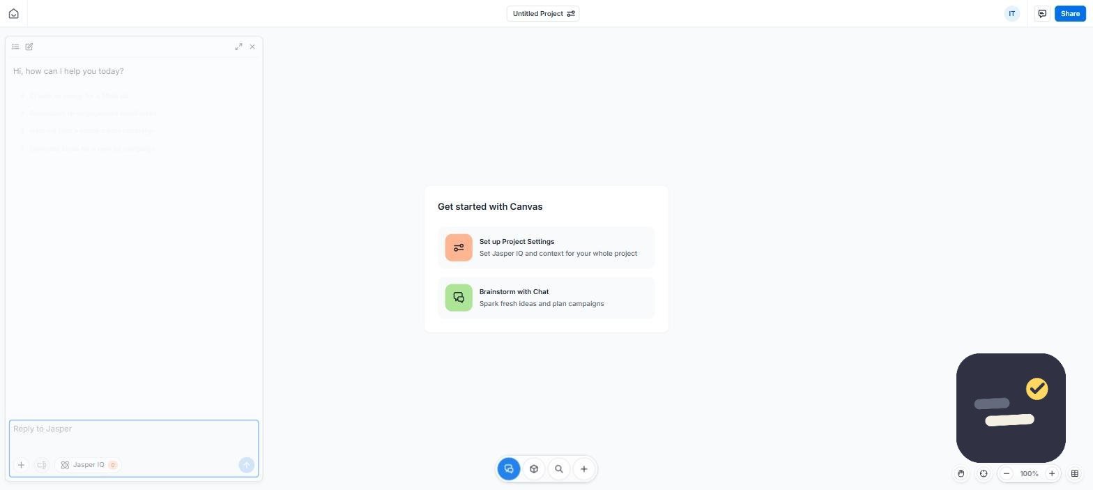 Jasper Canvas editor generating AI content